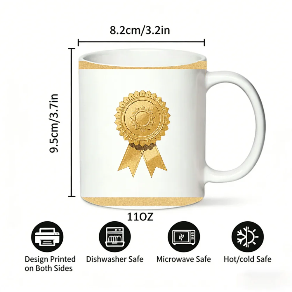 Luxury 3D Gold Ceramic Mug, Coffee Mug, Milk Cup, Office Tea Cup, Drinking Cup, Gift for Friends, Fade-Resistant