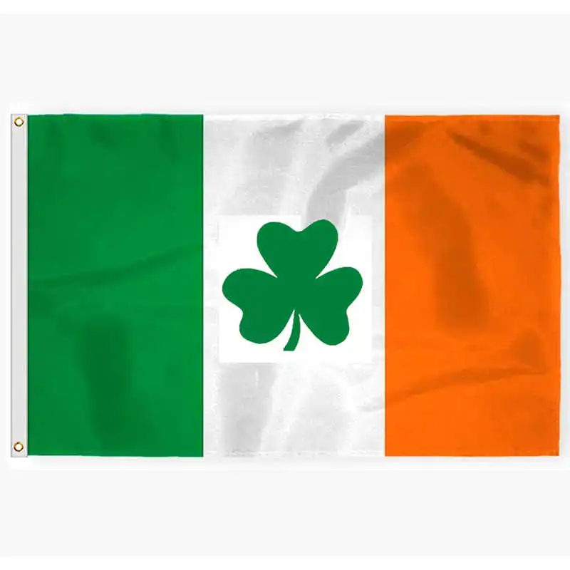 

Irish Flags Banners Shamrock Design 90x150cm Polyester Pongee Material with Brass Grommets for Decoration Celebration Sports