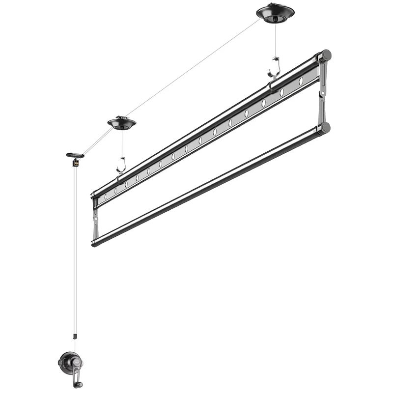 single rod, hand-cranked drying rack, household balcony, lifting drying rod, top installation
