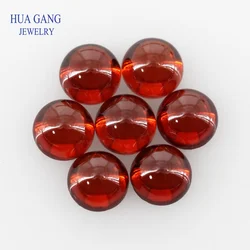 Garnet Cubic Zirconia Stone Round Shape Cabochon Cut Flat Back Loose CZ Stone Synthetic Gems For Jewelry