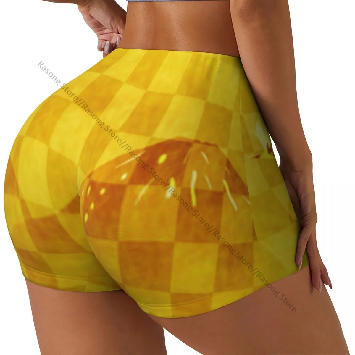 Sexy enge Hüftsportshorts Fuji Plaid Background Fitness Damen bequeme Yoga-Shorts