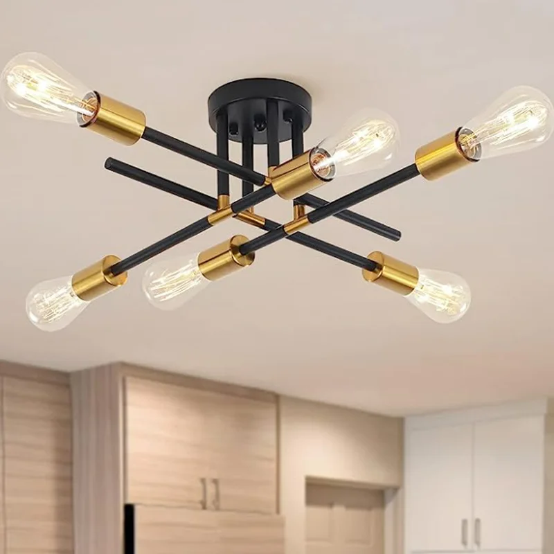 

American Ceiling Lamp 4 Heads 6 Heads Retro Black Gold Dining Room Living Room Bedroom Study Kitchen Chandelier