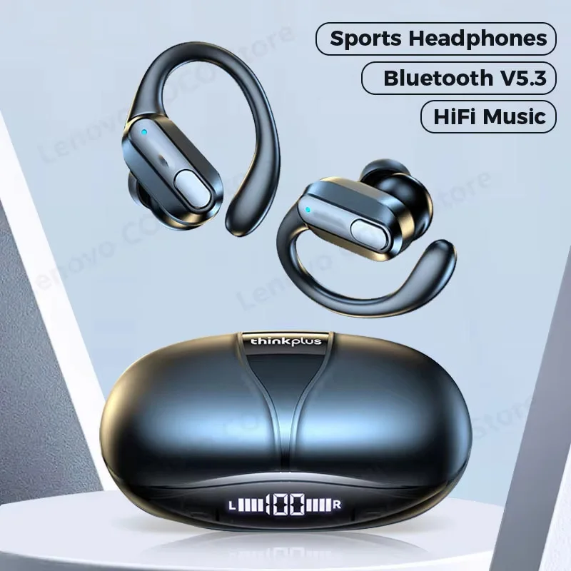 Lenovo-XT80 True Auscultadores Sem Fio Bluetooth, Fones De Ouvido Esportivos, TWS Earbuds, Headset Impermeável, Display De Poder LCD, Redução De Ruído Earbuds