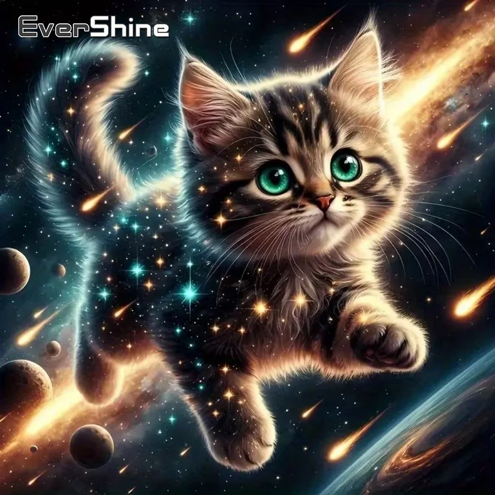 

EverShine New Arrival Diamond Mosaic Cat Picture Rhinestones Diamond Painting Animal DIY Kit Embroidery Beaded Decor for Home