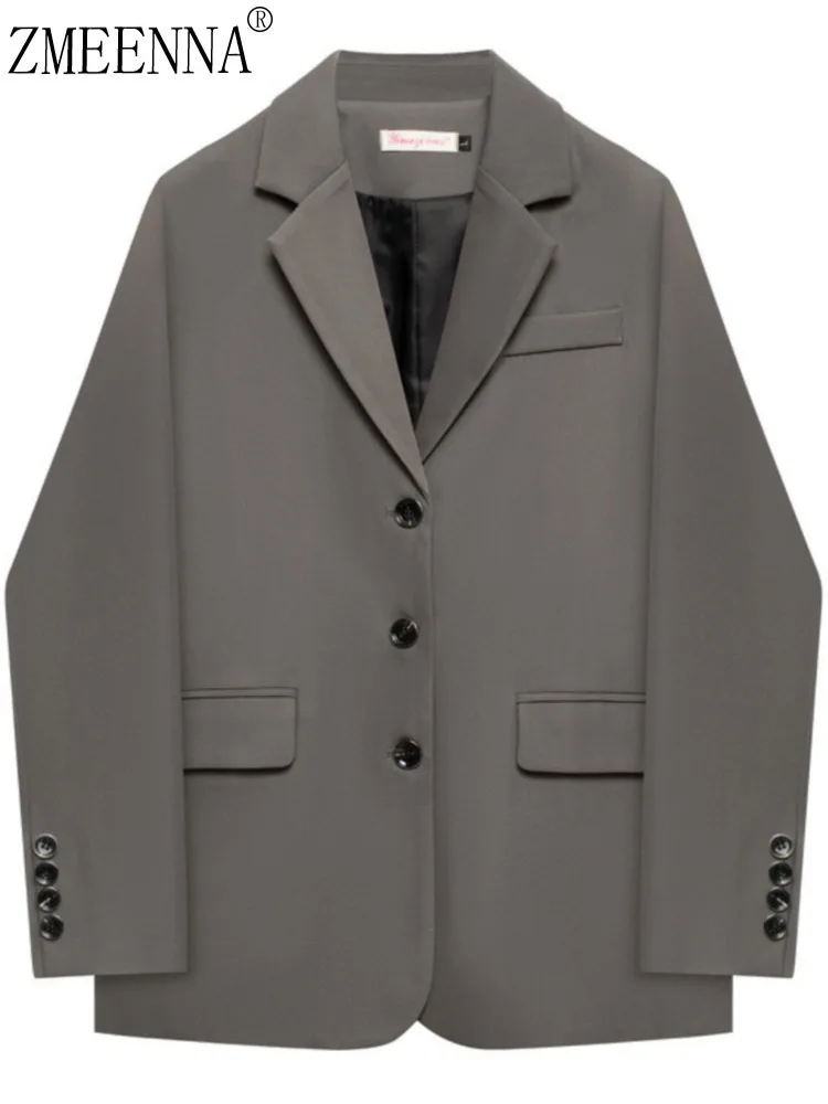 

ZMEENNA Spring New Chic Design Women's Oversized Blazer Elegant Long Sleeve Jacket Classic Fit Business Casual Coat ZM804
