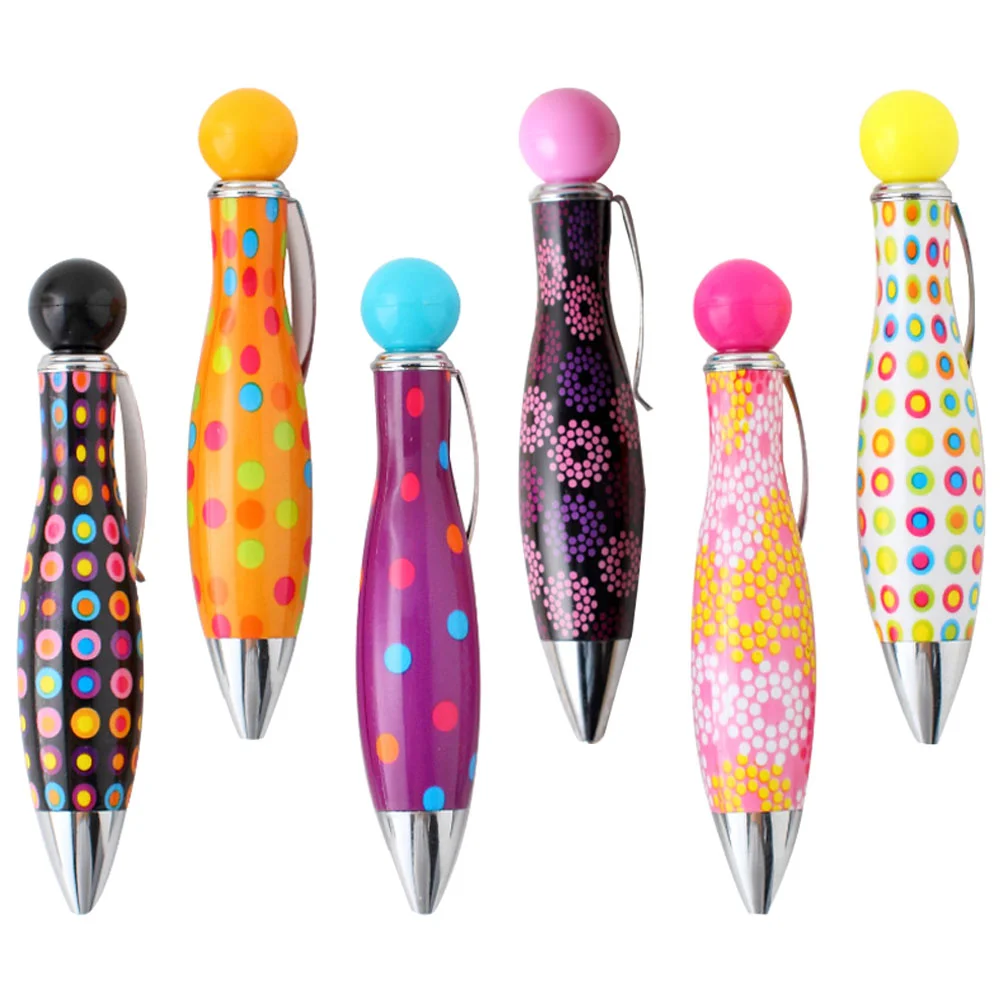 

6 Pcs Colorful Ink Pen Fine Point Ballpoint Pens Come Black Ball-pointed Bowling Mini Signing Pupils