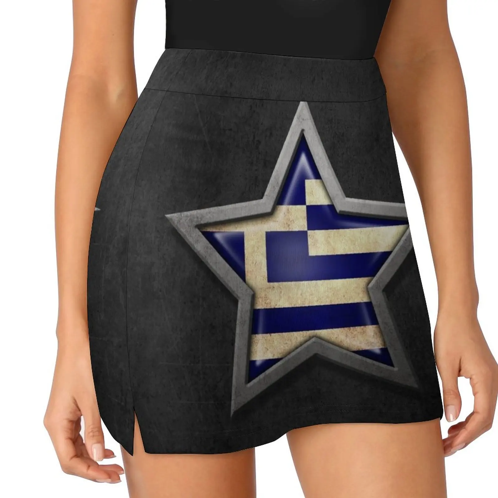 Greek Flag Inside of an Aged and Scratched Star Mini Skirt women's summer dress 2025 Clothing female Skirt pants