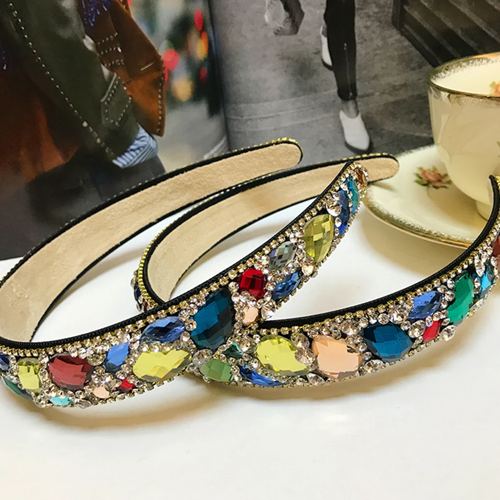 

Headgear Rhinestone Wide Edge Hair Card Bride Clips Bands Adult Women Crystal Headband