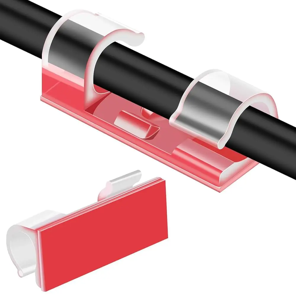 

40PCS Strong Adhesive Cable Clips Clear, Premium Wire Holders for Wall, Strong Cord Organizer Under Desk, Car, PC