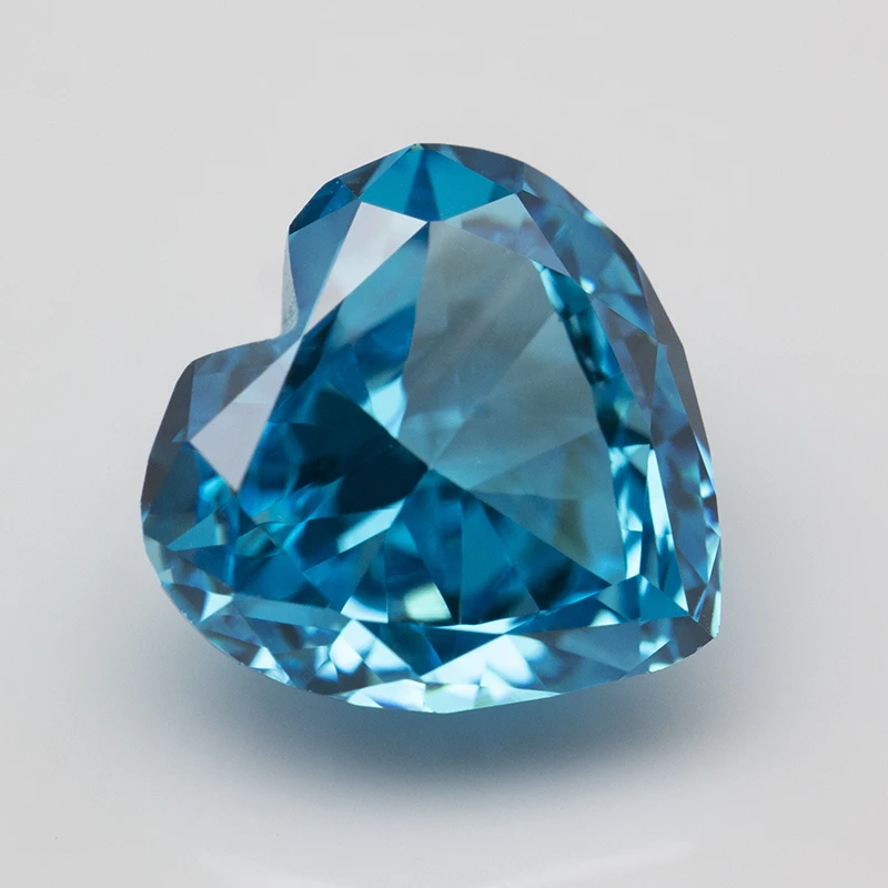 New Aquamarine Heart Crushed Ice Cut Cubic Zirconia High Carbon Lab Diamond CZ Gemstone 4K Cut 5A+ Quality for Jewelry Making