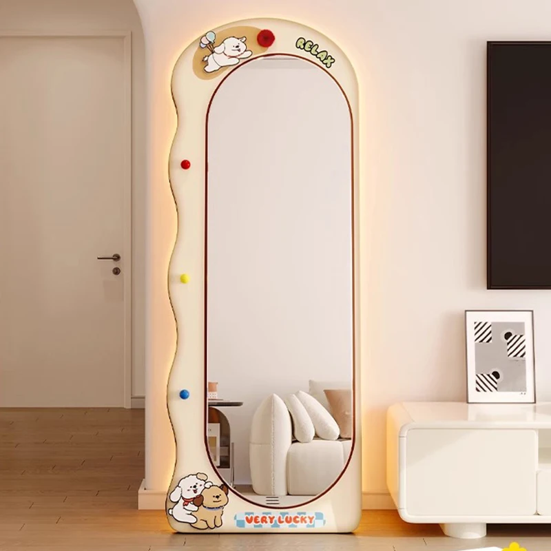 r*-Oval Circle Mirror Cute Acrylic Acrylic Long Full Body Standing Girls Vanity Mirror Aesthetic Funky Espelhos Home Decorations