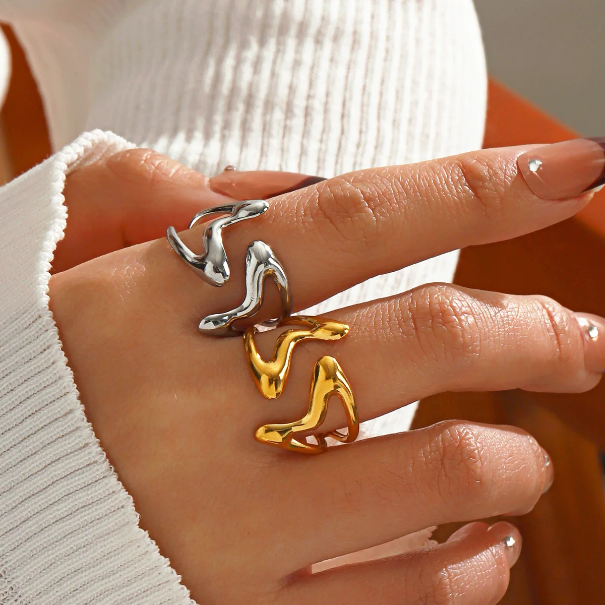 Vintage Geometric Open Ring Woman And Men Designer Jewelry Stainless Steel Opening Stackable Rings Prom Accessories Gift