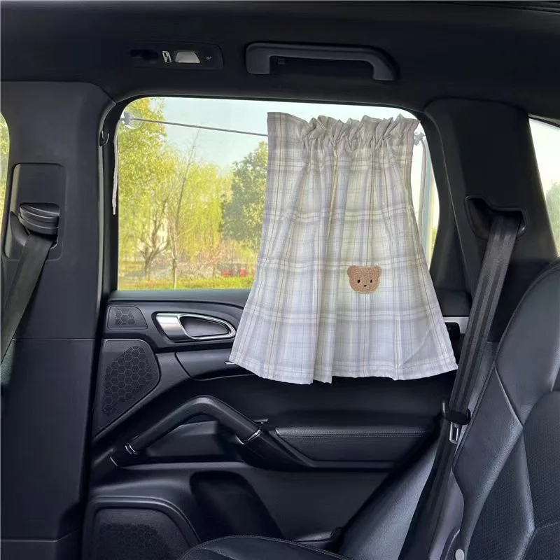 Korea Style New Car Window Sunshade For Kids Vehicle Curtains Cute Bear Fabric Side Window Cover Baby Car Sun Protector Universal