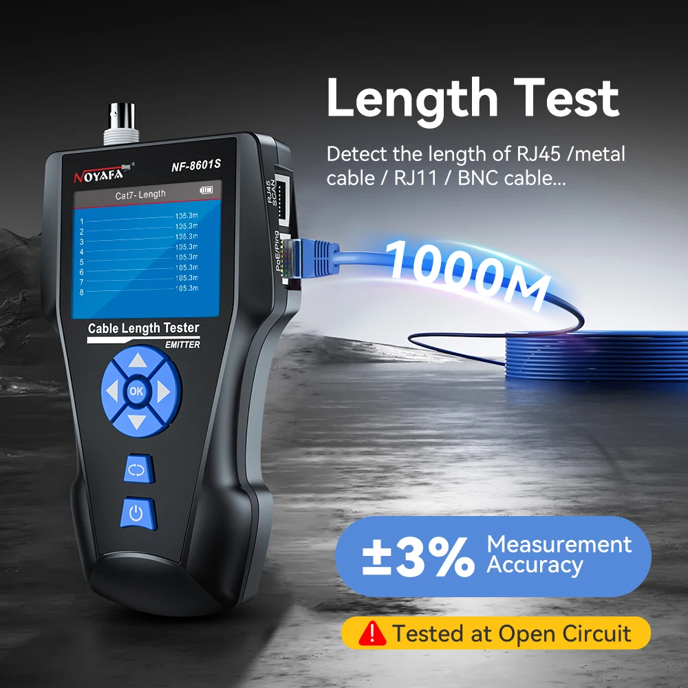 Imagem -04 - Noyafa Testador de Cabo de Rede Nf8601s Rastreador de Cabo Anti-interferência Pub Tester Medida Comprimento Testador Ferramentas de Rede