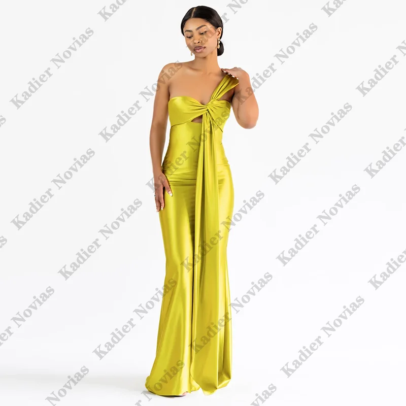 Abiti da damigella d'onore verdi con tubino monospalla e abiti con fascia Abito da cerimonia nuziale Invitee Mariage