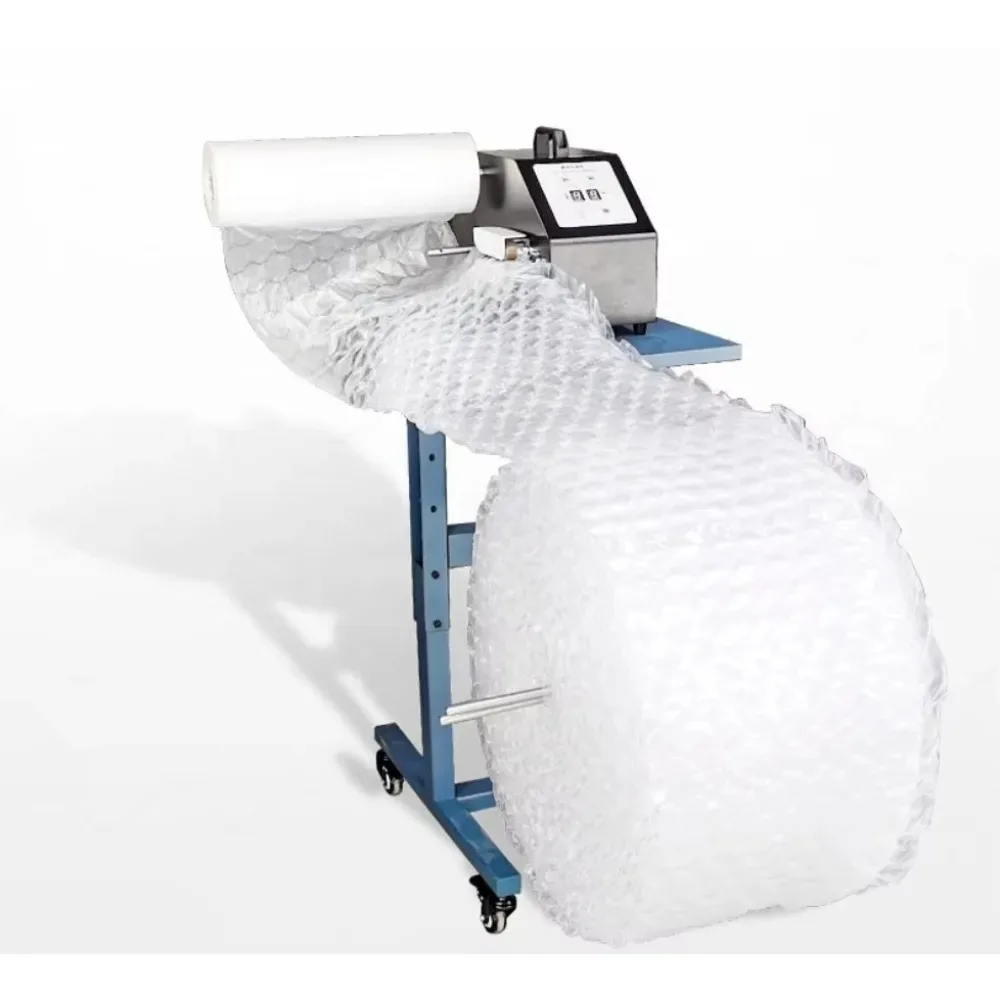 100CM Wide Automatic Bubble Roll Wrap Inflator | Air Cushion Packaging System With Coiling Table High-Speed Void Fill
