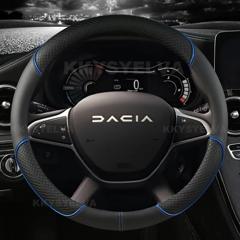 PU Leather Car Steering Wheel Cover For Dacia Spring Dacia Sandero Stepway Crossover For Renault Sandero Auto Accessories