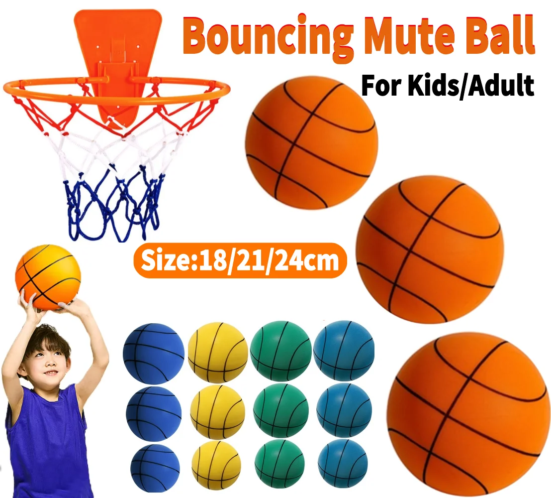 Bouncing Mute Ball 18/21/24cm Silent Foam Basketball Indoor Silent Ball Pat Basketball Silent Toddler Toys Air Bounce Basketball