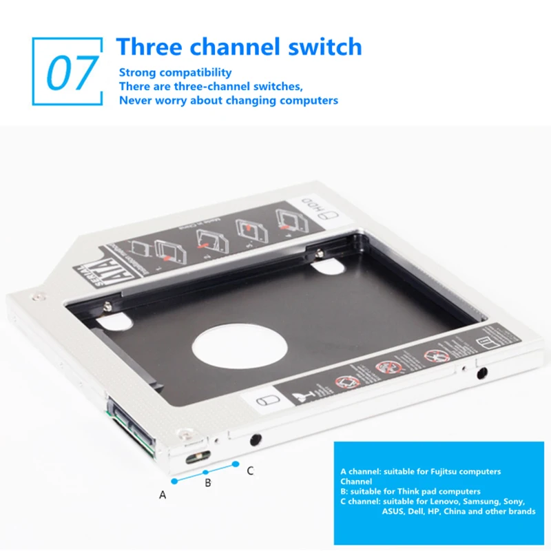SK 9mm 9.5mm 12.7mm Aluminum Hdd Caddy SATA 3.0 for 2.5\'\' SSD Case Hard Disk Drive Adapter for Laptop PC
