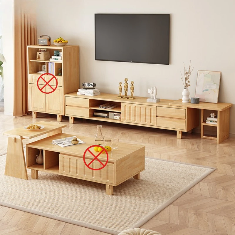 

Simple Rubber Wood TV Stands Nordic Retractable Solid Wood Living Room Creativity TV Stands Modern Home Furniture Armoire JTT
