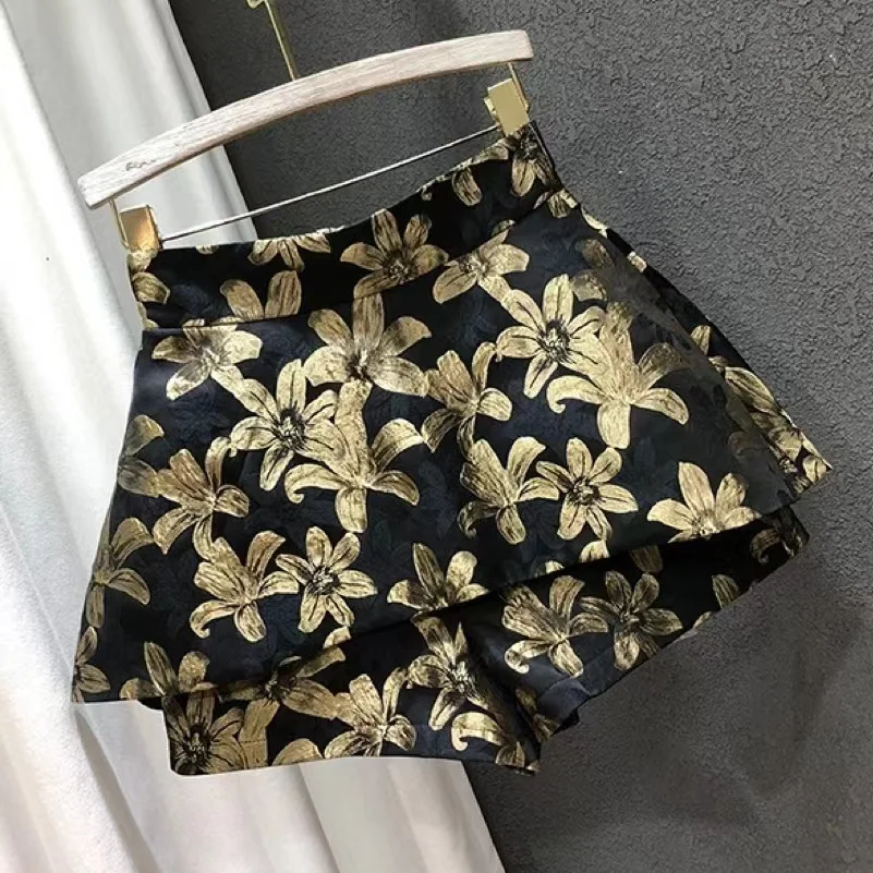 Imagem -04 - Minissaia Feminina com Flor Vintage Estampada de Cintura Alta Elegante Calça em Linha a Slim Fit Nova Moda Outono 2023