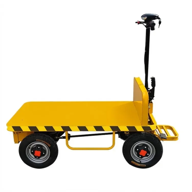 Electric Four-wheel Flat Car Shop Car Electric Trolley  Cargo Flatbed Trolley Electric Flat Cargo Car