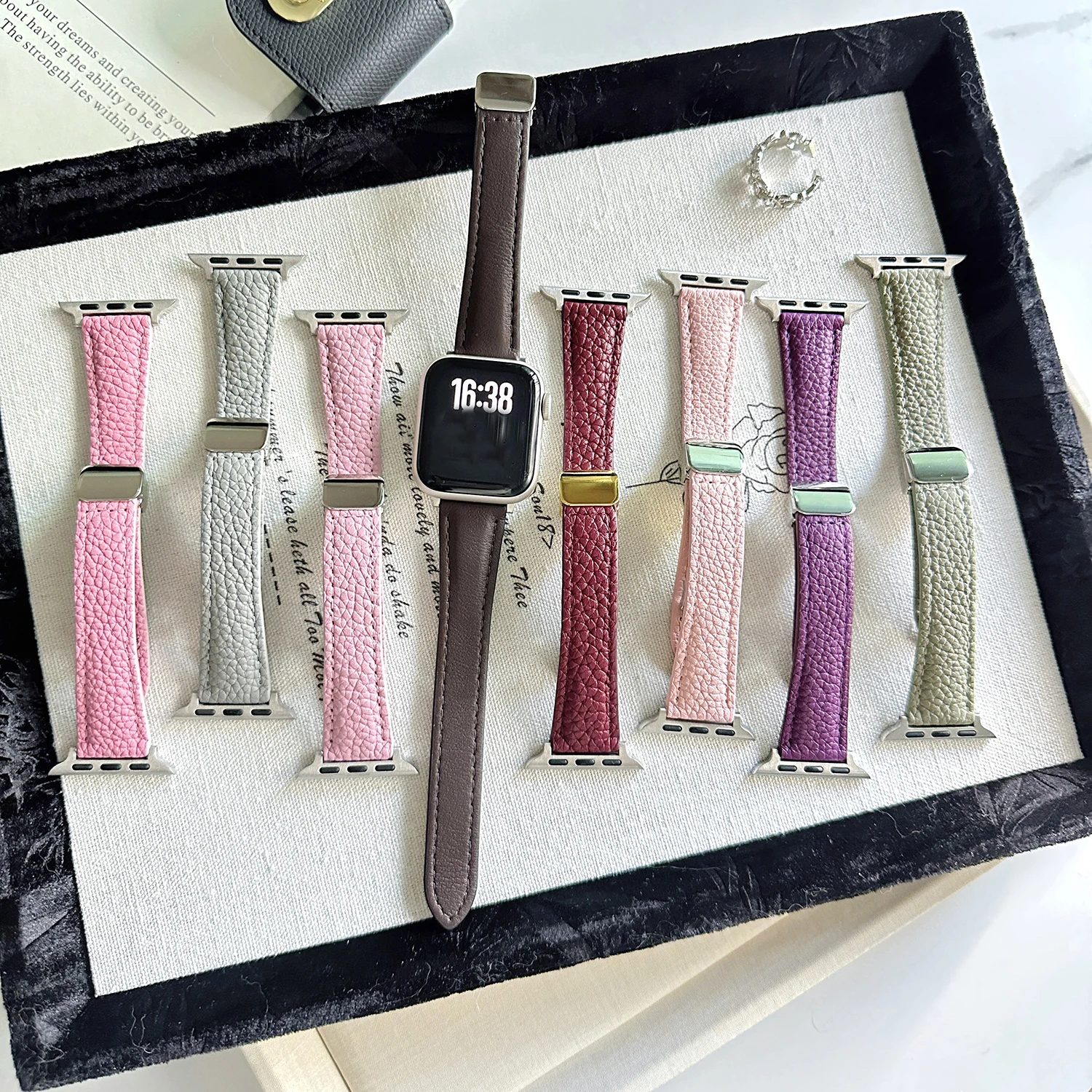 

Soft leather magnetic strap for Apple Watch Ultra 49mm 46/45/44/42-38mm versatile strap for iwatch S11/10/9/8/7-1