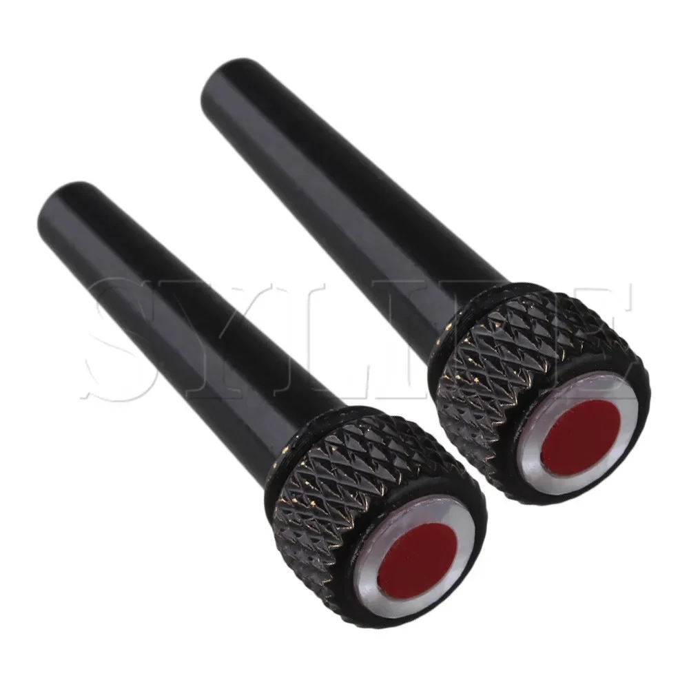 ‌6-Pack Metal Shell Guitar Bridge Pins - Ruby Dot Black End Pins for Folk/Acoustic Guitar (3.5mm)