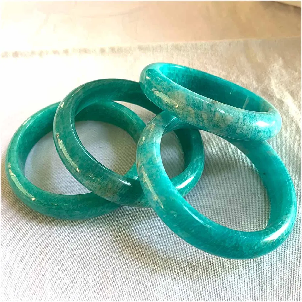 Veemake Natural Blue Green Amazonite Bangle Bracelet Women's Fine Jewelry for Woman Lady Wedding Party Gift Charms Gemstones