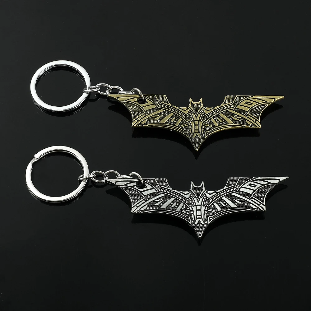 Marvel Superhero Movie Peripherals Bat Style Metal Keychain Fashion Vintage Keyrings for Backpack Car Key Accessories Fans Gifts