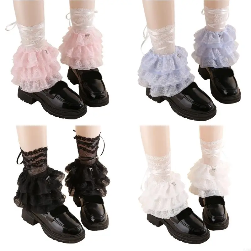 

Soft Lace Calf Socks Elastic Design for Long Hours Cosplay Event and Photo Props 6XDA
