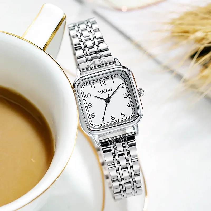 Fashion Trend Stainless Steel Women Watch Casual Sliver Elegant Square Women Wrist Watch Clock Gift Relogio Feminino Reloj Mujer