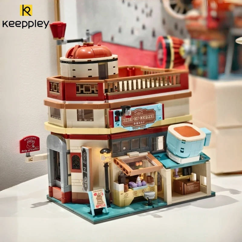 

Строительные блоки KEEPPLEY, роуминг Шанхай, серия Street View, собранные игрушки, кофейня, модель живого домика, орнамент, подарок для мальчиков и девочек