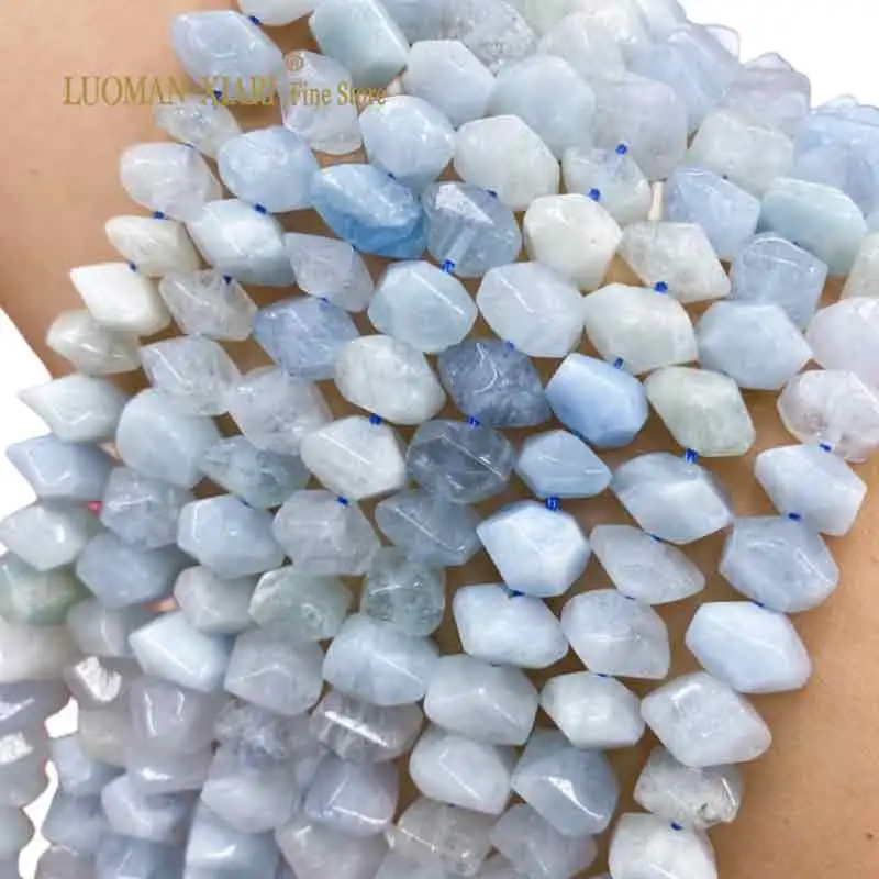 

6x11MM AA Natural Aquamarine Gemstone Special Cut Loose Spacer Beads for Jewelry Making DIY Bracelet Earrings Accessories 15''