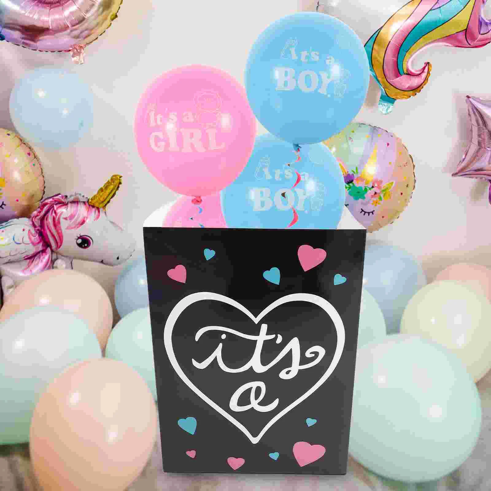 Gender Reveal Decorations Box Pink Party Balloon Boxes Prediction Kit White Card Printing Baby