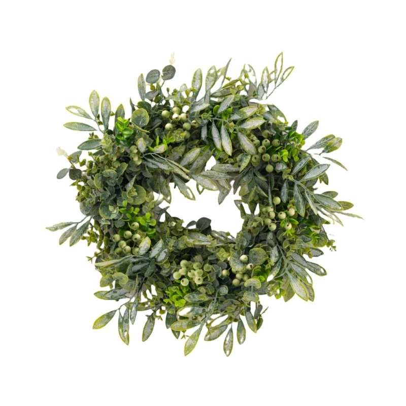 

Artificial Leaf Wreath Spring Wreath with Berries, Simulation Leaf Wreath for Front Door Garden Farmhouses