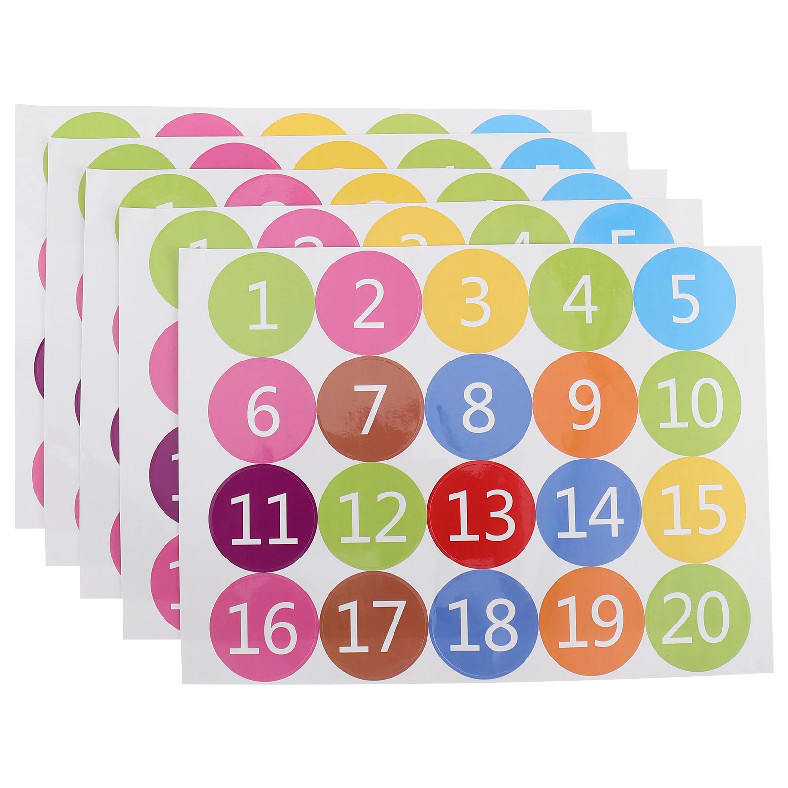 5 Sheets Sticker Number Pasters Round PVC Stickers Colorful House Dining Table Waterproof Ornament