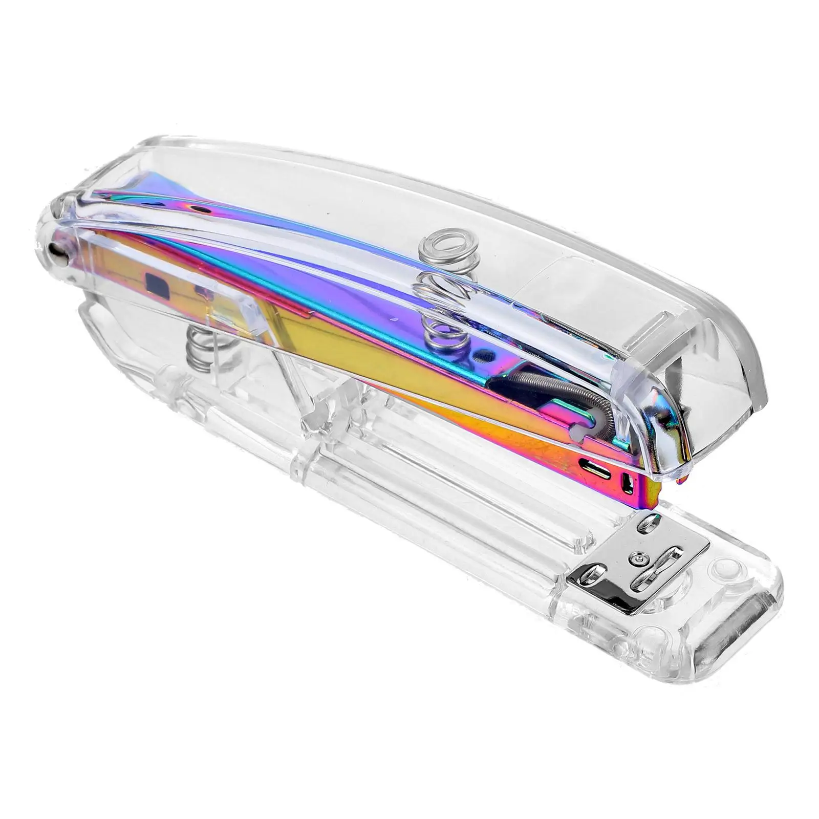 Transparent Plastic Stapler Clear Office Supplies Desk Stationery Lightweight Compact Rose Gold Student School Home Aesthetic
