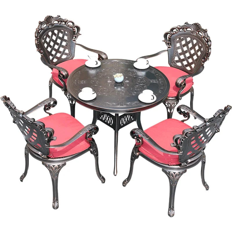 Outdoor cast aluminum tables and chairs BBQ villa garden terrace leisure open-air wrought iron outside pendulum courtyard balcon