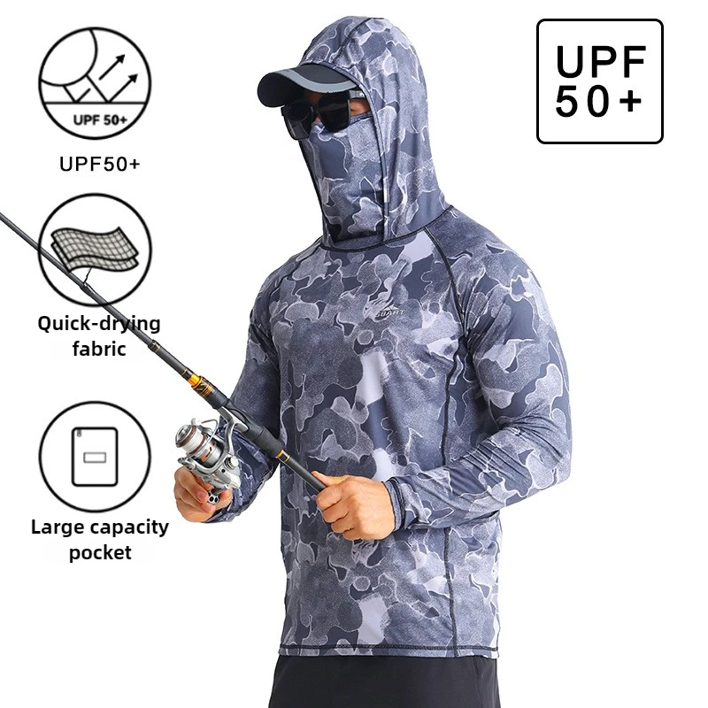 

Gear Fishing Shirt Summer Long Sleeve Shirt UPF50 Quick Dry Breathable Hooded Fishing Clothes Anti-UV Fishing Shirts