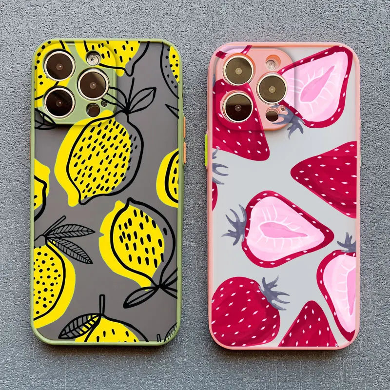 

Summer Fruit Phone Case for IPhone 12 11 14 13 15 16 Pro Max Mini X XR XS 7 8 Plus SE2 Strawberry Funda Shockproof Back Cover