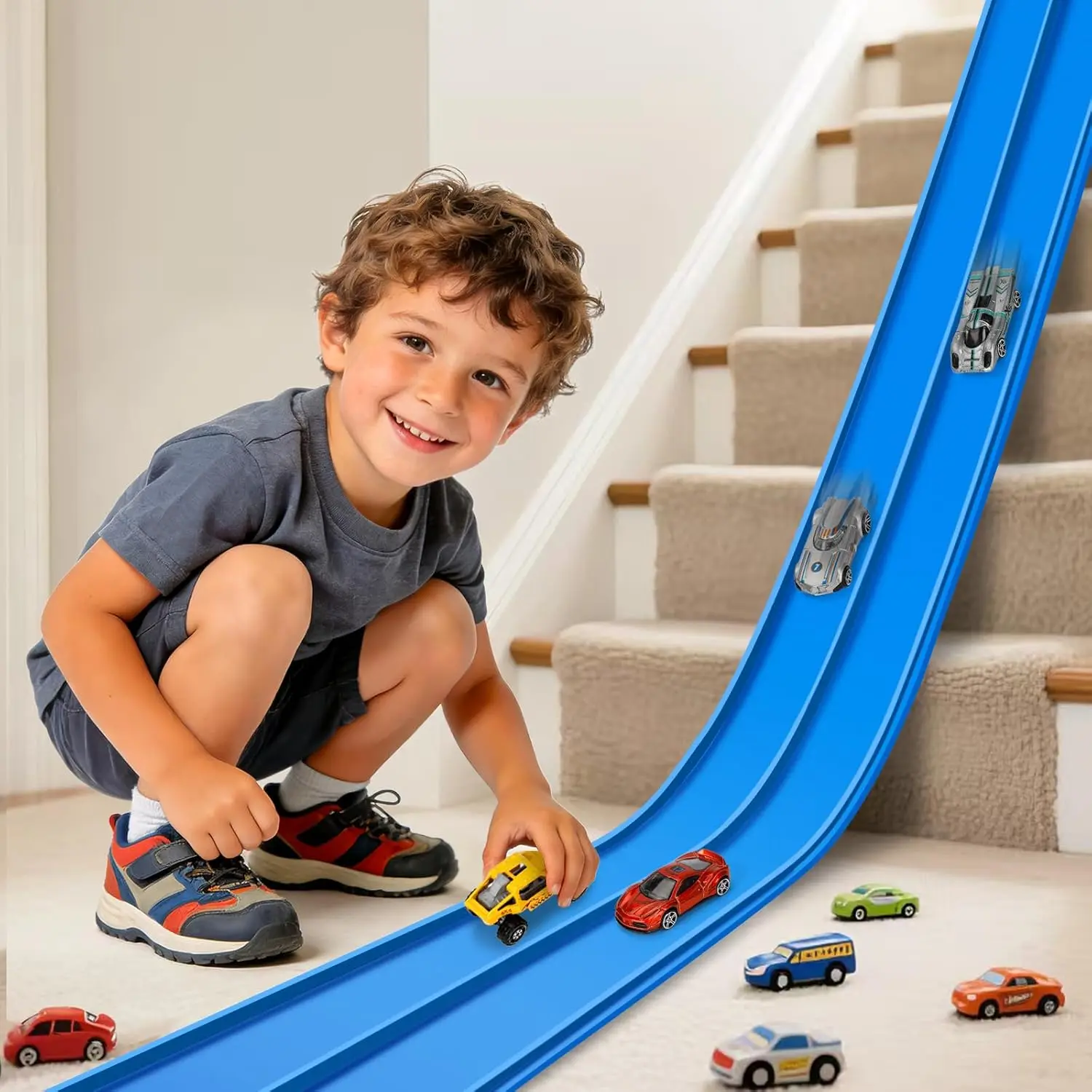 

Гибкая гоночная трасса для детей, 15 футов, с присосками, складная, портативная, DIY, подарок на день рождения