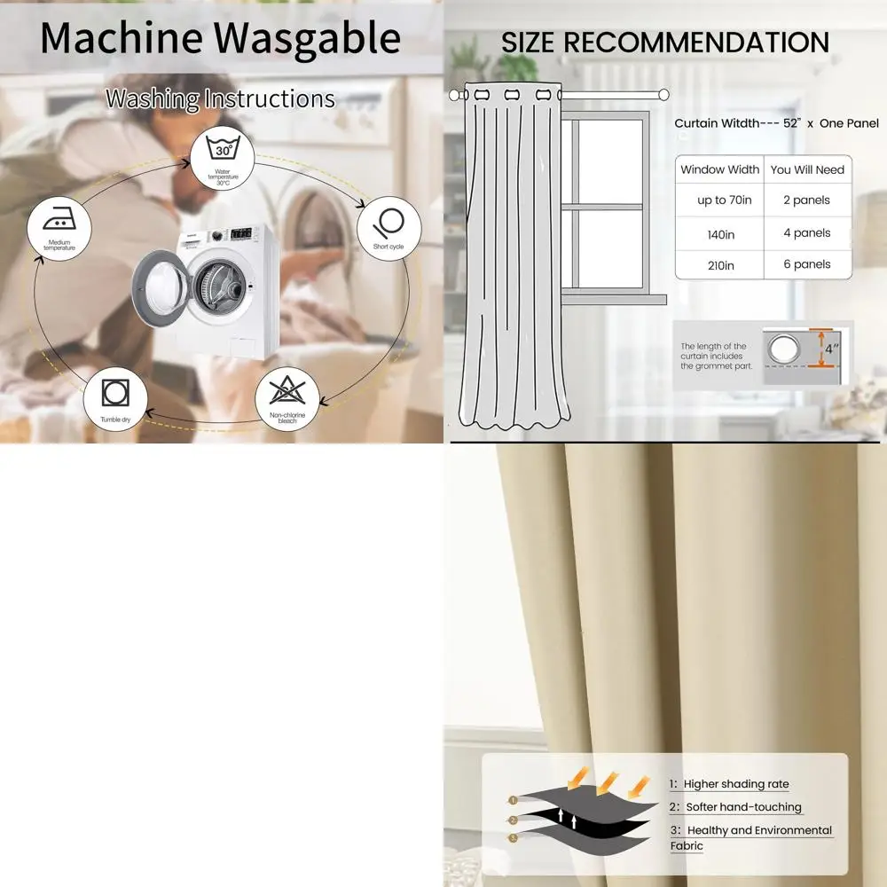 

Beige 52x240 Inch High Ceiling Room Darkening Curtain for Lofts and Living Spaces