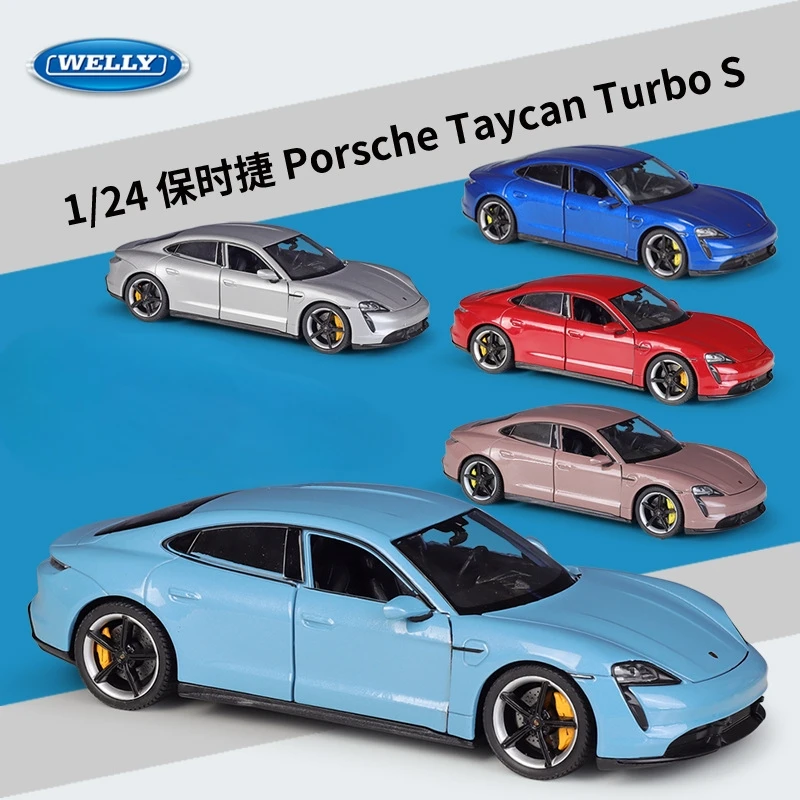 1:24 Porsche Taycan Turbo S Simuliertes Alloy-Automodell Fertigprodukt Spielzeug Szenerie-Beistellstück Dekorationsobjekt Jungen Geburtstagsgeschenk