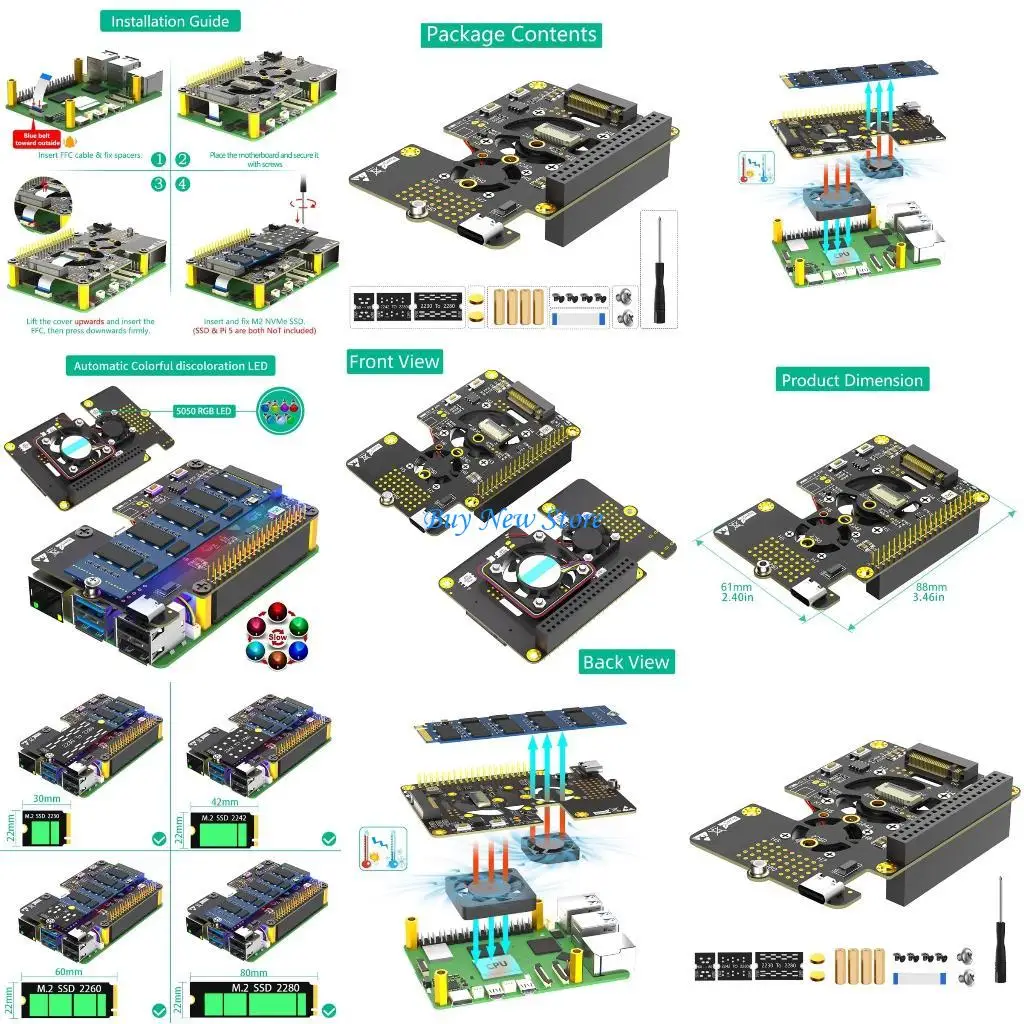 

20CE NVMe to PCIe Adapter For mKey 2230-2280 Wide Compatibility for RPi