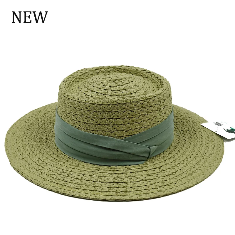 2024 new Style Summer Women\'s Straw Hat Ladies Sun hat Solid Beach hat Bump Top Wide Brim French Panama Raff Caps women