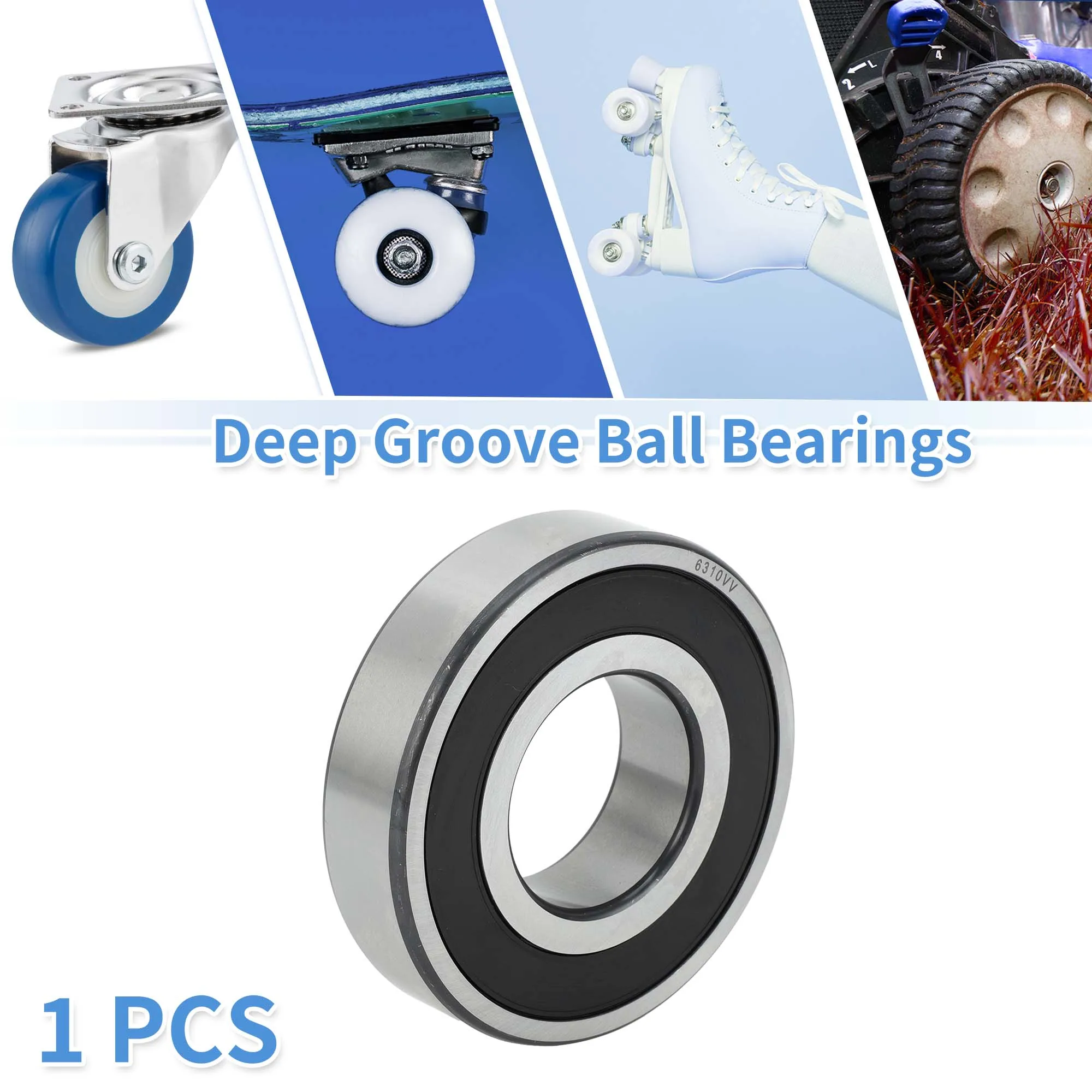 

Motoforti 6310VV радиальные шарикоподшипники P6 50x110x27 мм смазочные подшипники с двойным резиновым уплотнением колесо для скутера и скейтборда