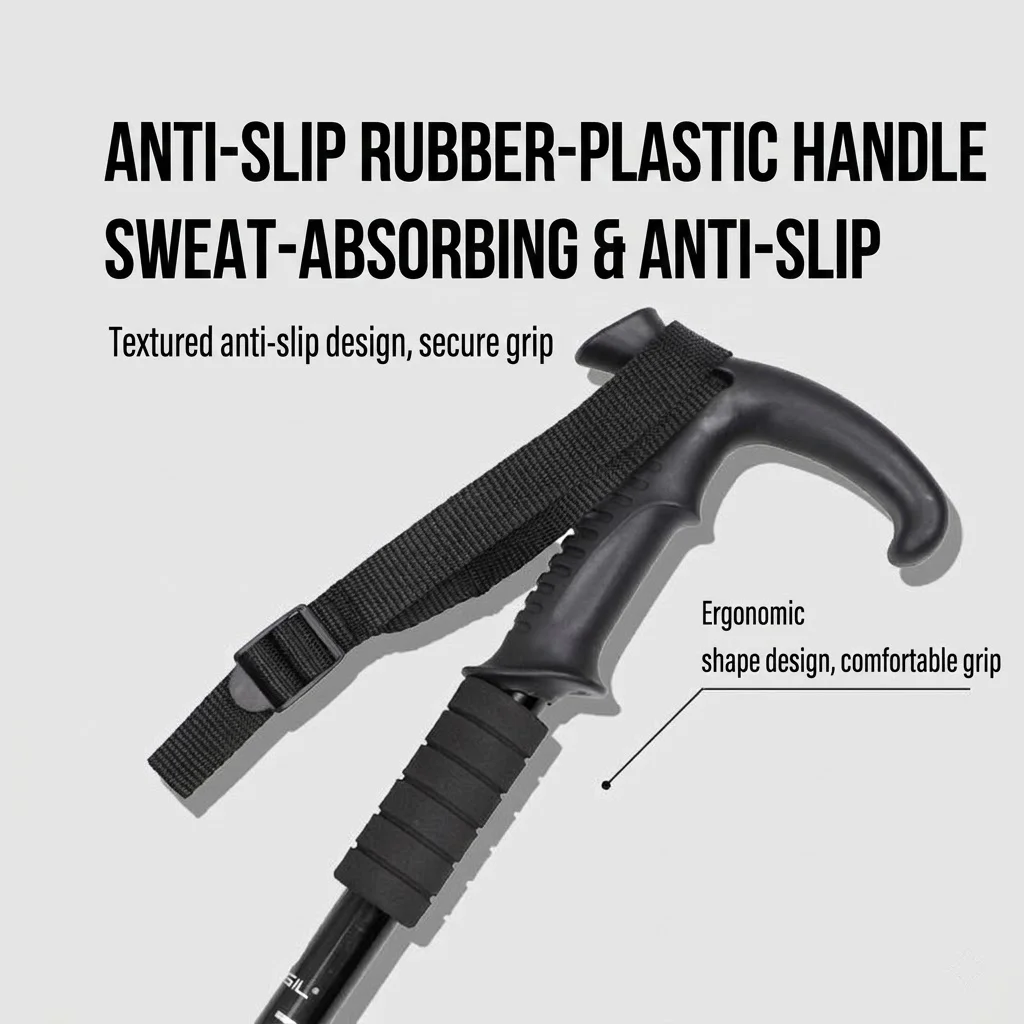 3-Section Walking Hiking Stick Portable Outdoor Fold Trekking Pole Alloy Telescopic Club For Elderly Camping Walking Poles 2pcs