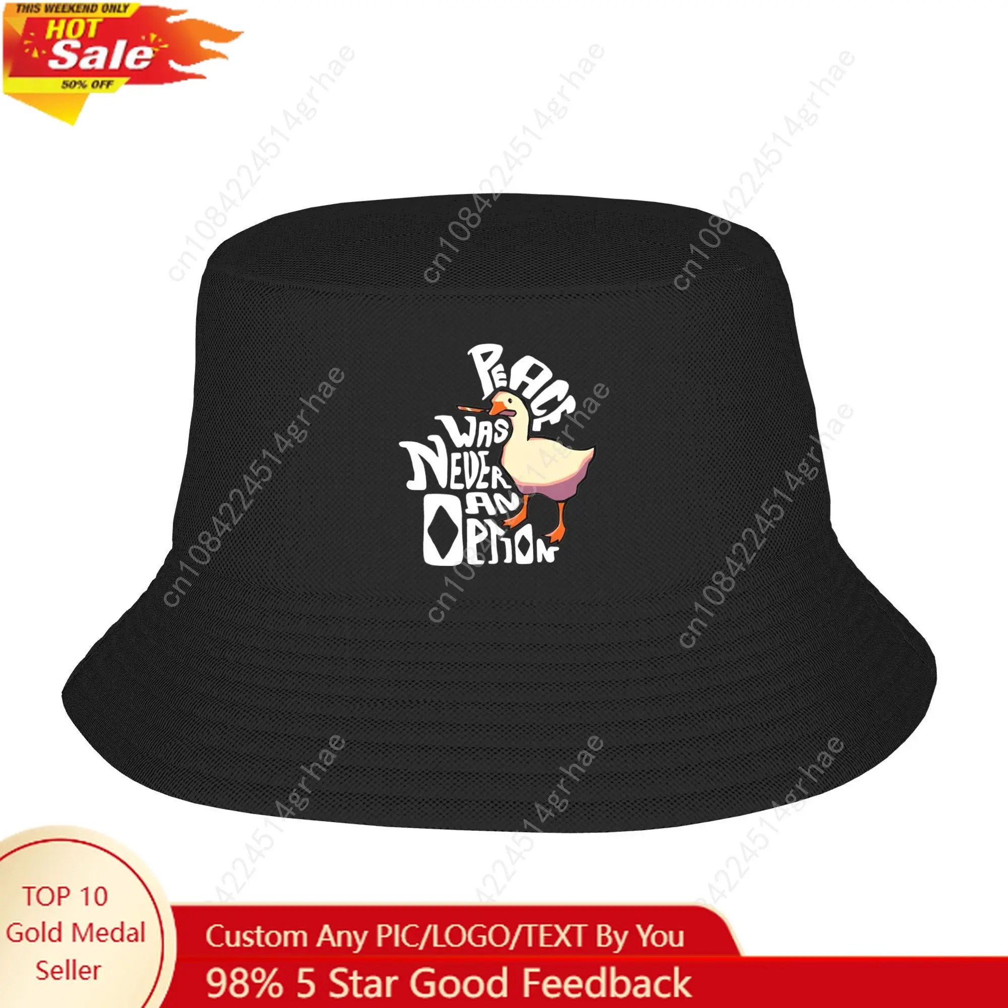 

Goose Peace Was Never an Option Bucket Hat for Women Cartoon Ducks Sun Hat Street Foldable for Hiking Fishing Caps Boonie Hat