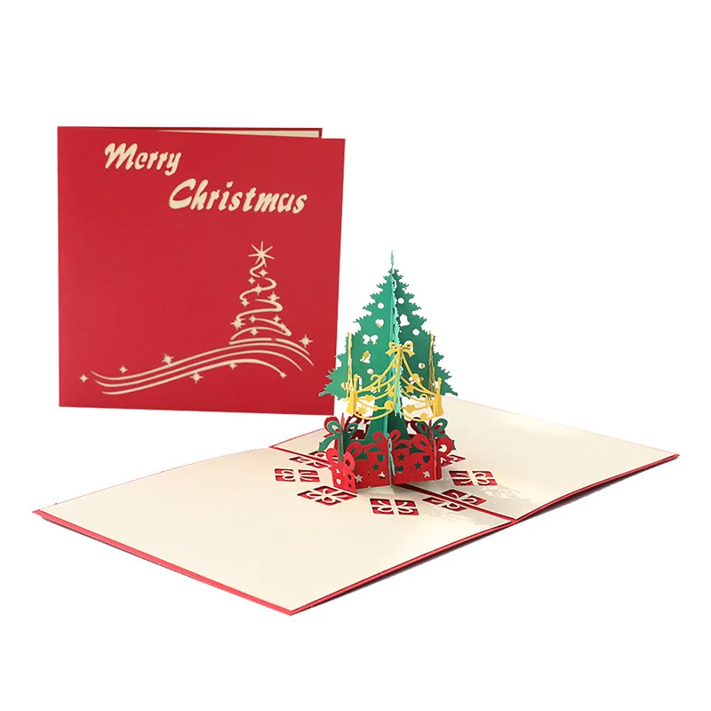 3D Greeting card Christmas Tree, Santa Claus, Elk Greeting Card Creative Christmas Student Gifts Christmas event gifts 5pcs